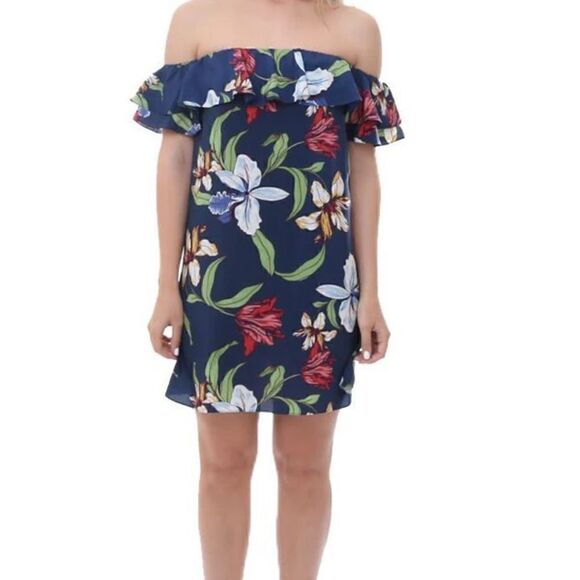 NWT Amanda Uprichard Silk Floral Off the Shoulder Mini Dress - XS - Picture 2 of 10
